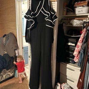 Chic Black Jumpsuit with White Accents
